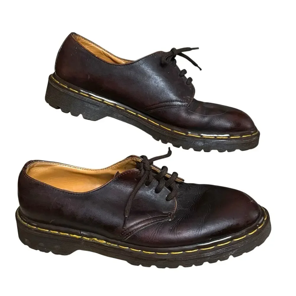 Dr Martens Y2K Leather Oxford Shoes‎ Mens Sz 7 UK Made in England Vtg 1561 Brown